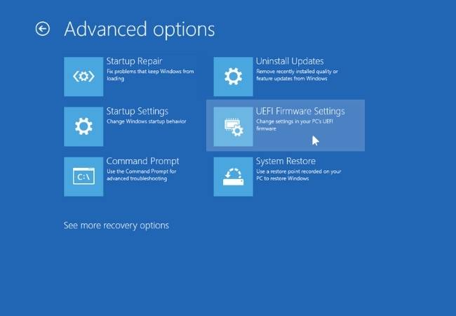 UEFI firmware settings to enable TMP 2.0 on BIOS