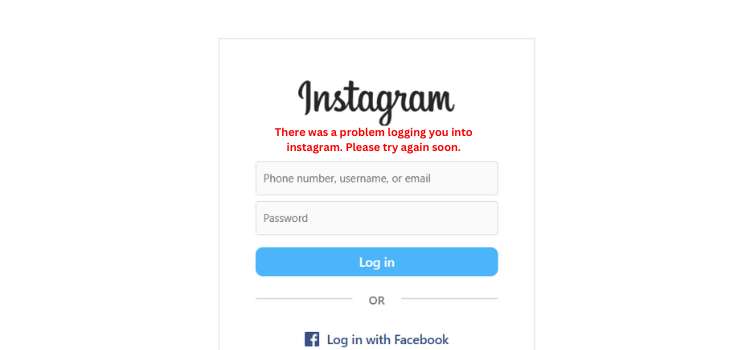 Problem logging into instagram